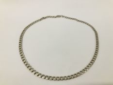 HEAVY SILVER FLAT LINK CURB STYLE NECKLACE