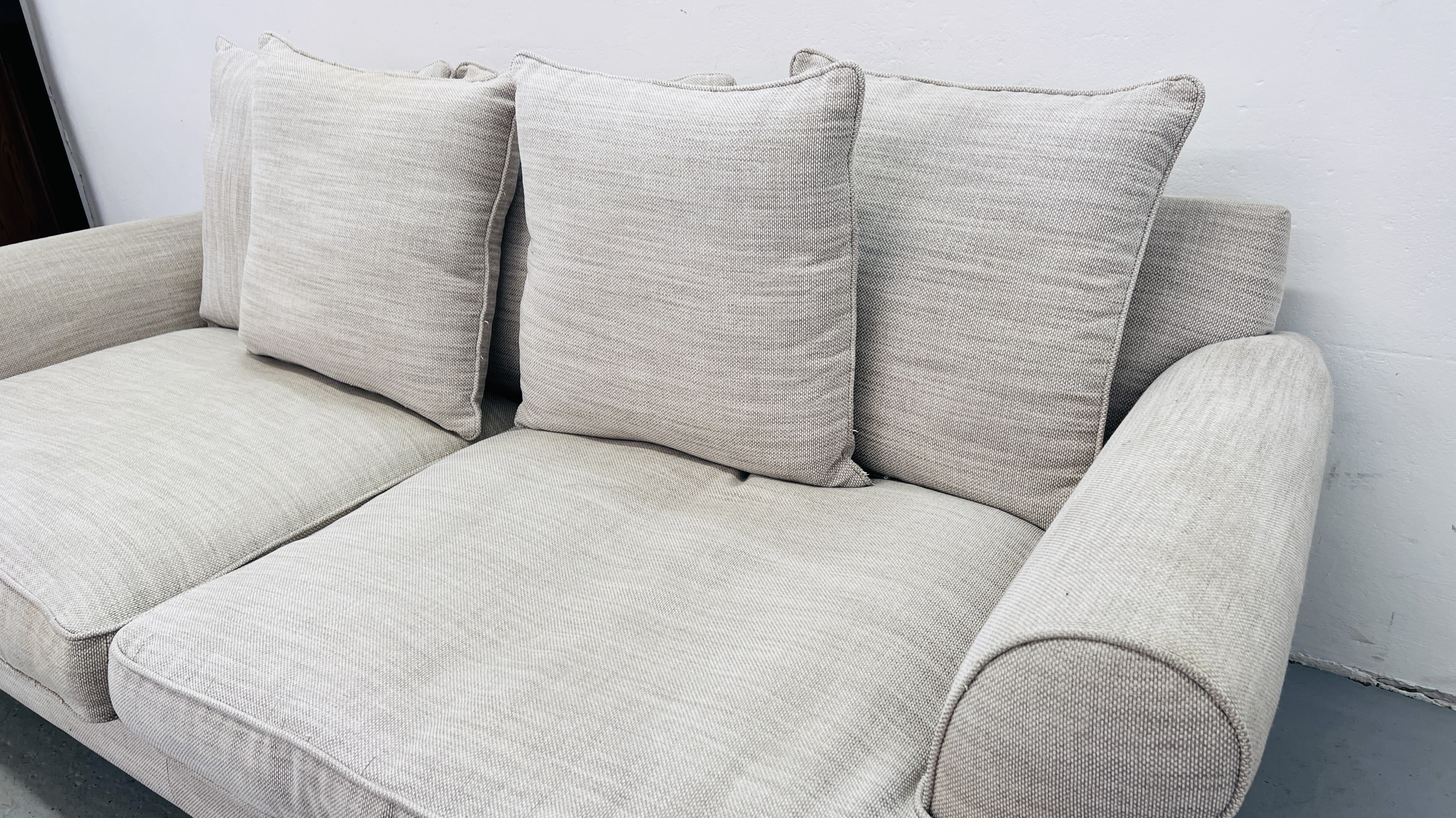 A PAIR OF "THE LOUNGE Co" OATMEAL UPHOLSTERED SOFA'S EACH LENGTH 210CM. - Image 16 of 22