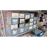 19 X STEEL STORAGE DRAWERS AVERAGE SIZE W 19CM, D 40CM, H 13CM.