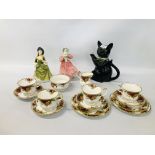TWO ROYAL DOULTON FIGURINES TO INCLUDE MARGUERITE AND SANDRA, TONY WOOD CAT TEAPOT,