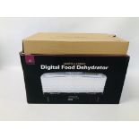 A BOXED ANDREW JAMES DIGITAL FOOD DEHYDRATOR WITH 2 EXTRA SHELVES - SOLD AS SEEN.