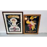 TWO FRAMED REPRODUCTION ADVERTISING PRINTS "MARTINI VERMOUTH" 69CM X 49CM AND "ASTI CINZANO" 69CM X