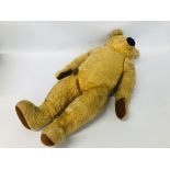 VINTAGE JOINTED LIMB TEDDY BEAR HEIGHT 72CM.