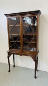 A MAHOGANY ASTRAGAL GLAZED DISPLAY CABINET ON STAND WIDTH 93CM. DEPTH 38CM. HEIGHT 175CM.