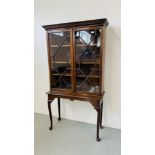 A MAHOGANY ASTRAGAL GLAZED DISPLAY CABINET ON STAND WIDTH 93CM. DEPTH 38CM. HEIGHT 175CM.