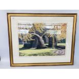 AN ORIGINAL WATERCOLOUR BEARING SIGNATURE RAY CANHAM "THE RUIN OF THE GUEST HALL GATE" UPPER CLOSE