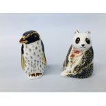 2 X ROYAL CROWN DERBY PAPERWEIGHTS TO INCLUDE A PANDA AND ROCKHOPPER PENGUIN