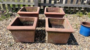 2 X PAIRS OF SQUARE TERRACOTTA GARDEN PLANTERS.