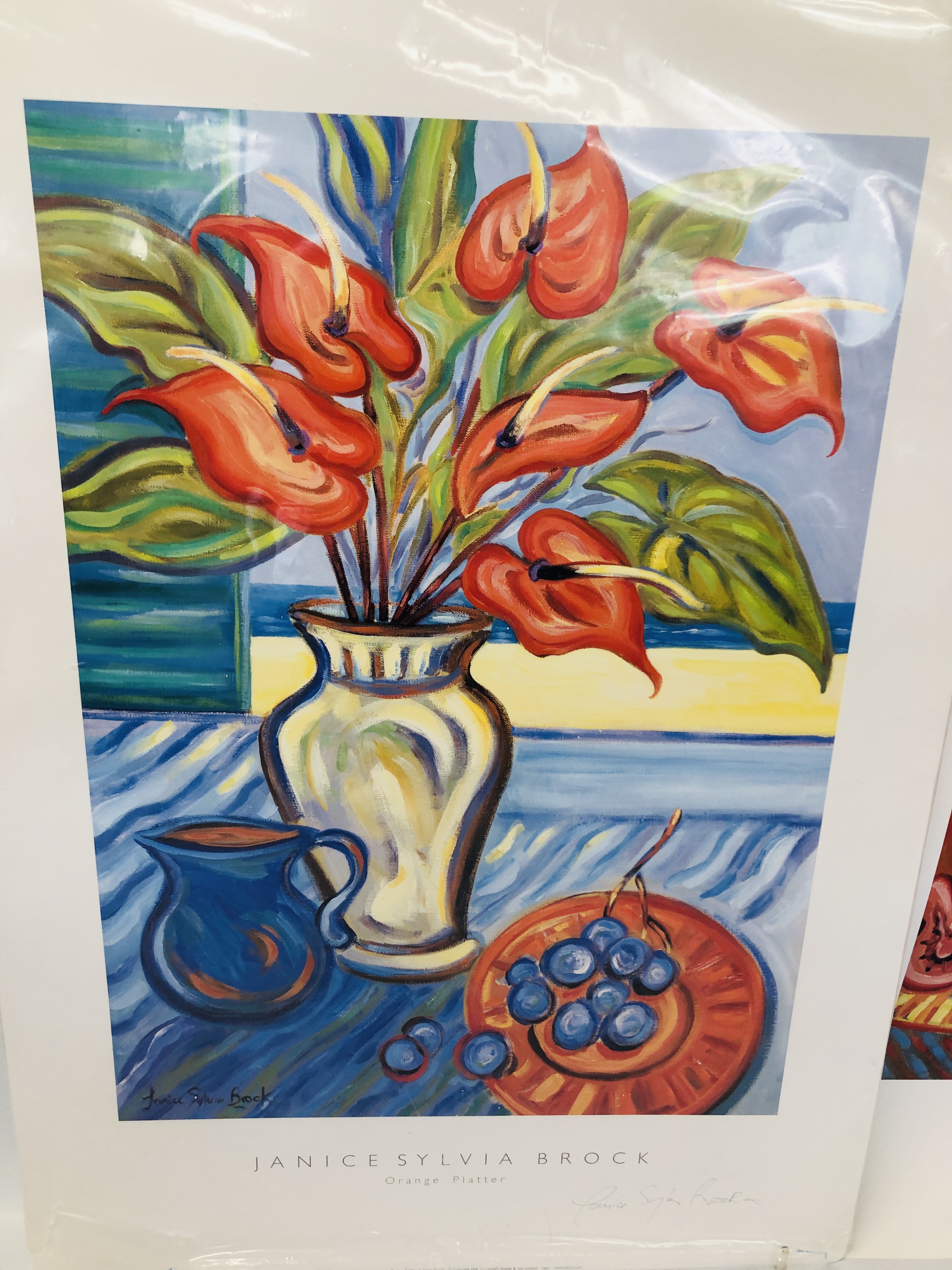 TWO MODERN UNFRAMED JANICE SYLVIA BROCK PRINTS INCLUDING ORANGE PLATTER AND LEMON BLOSSOM - Image 2 of 9