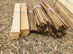 5 X BUNDLES 1M TREATED TRELLIS SPLINE AND TWO BUNDLES OF TIMBER OFFCUTS.