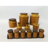 COLLECTION OF HORNSEA SAFFRON KITCHEN STORAGE JARS TO INCLUDE 2 X FLOUR, COFFEE, TWO OILS (1 A/F),