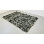 A DUNELM "AVA" GREY SHAGGY PILE RUG 160CM X 230CM.