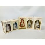 3 X COMMEMORATIVE 75CL. WADE WHISKY BELLS AND A FURTHER 2 X 50CL.