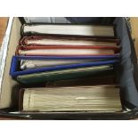 BOX WITH GB STAMPS IN SEVEN VOLUMES, 1d REDS, MINT COMMEMS, ETC.