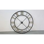 AN OVERSIZED METALCRAFT WALL CLOCK DIAMETER 123CM.