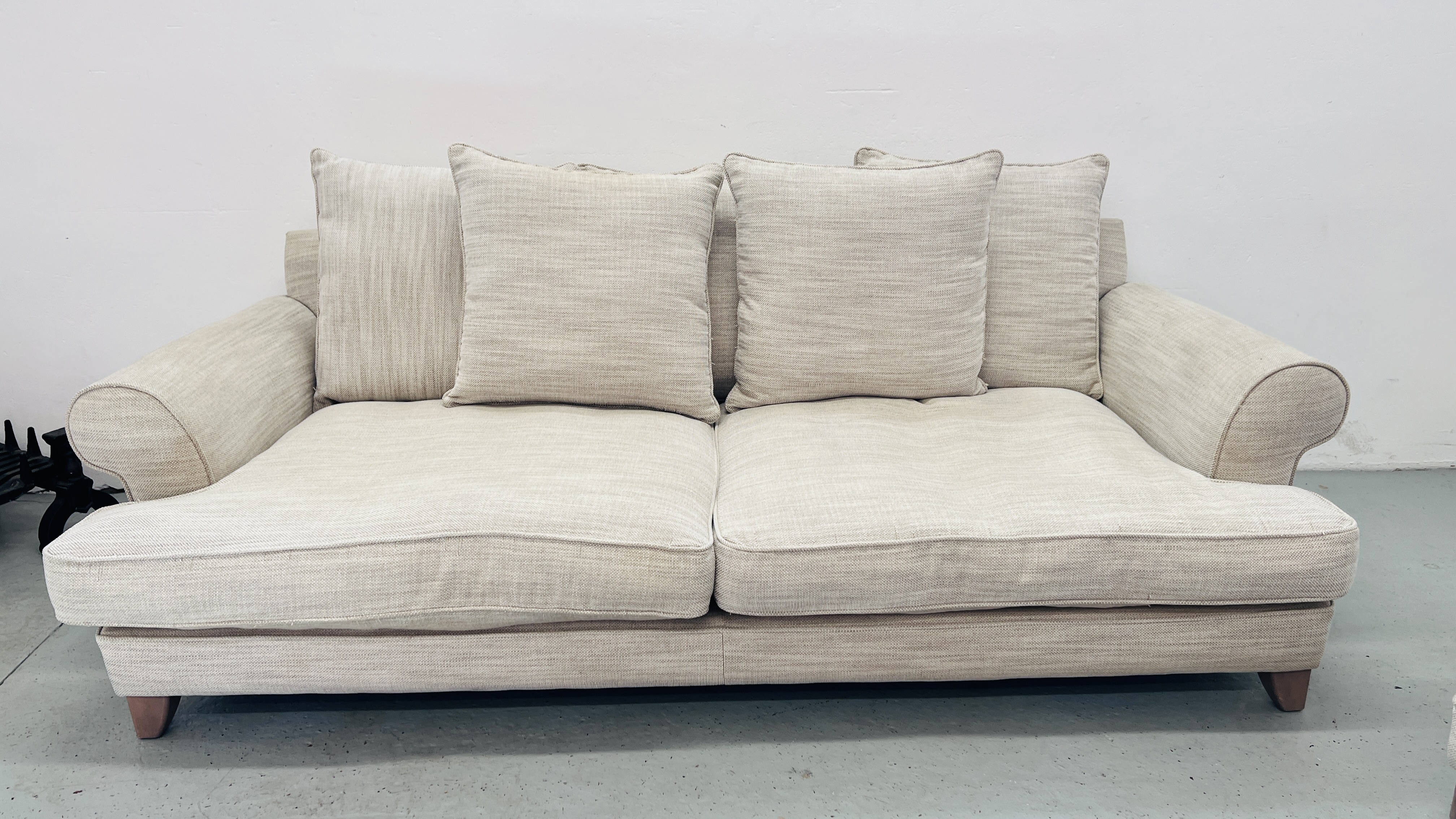 A PAIR OF "THE LOUNGE Co" OATMEAL UPHOLSTERED SOFA'S EACH LENGTH 210CM. - Image 9 of 22