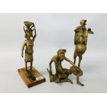 3 X ETHNIC METAL CRAFT STUDIO SCULPTURES.