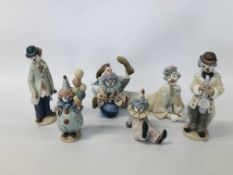 COLLECTION OF 6 LLADRO CLOWN ORNAMENTS.