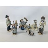 COLLECTION OF 6 LLADRO CLOWN ORNAMENTS.