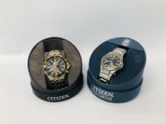 A GENTLEMAN'S CITIZEN ECO DRIVE CHRONOGRAPH BRACELET WATCH WITH PRESENTATION BOX S/N 661020320