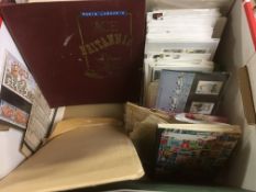 BOX WITH STAMP COLLECTION IN BRITANNIA ALBUM AND LOOSE, FIRST DAY COVERS, ETC.