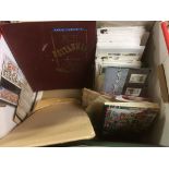 BOX WITH STAMP COLLECTION IN BRITANNIA ALBUM AND LOOSE, FIRST DAY COVERS, ETC.