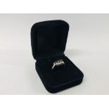18KT WHITE GOLD DIAMOND AND SAPPHIRE RING WITH CERTIFICATE