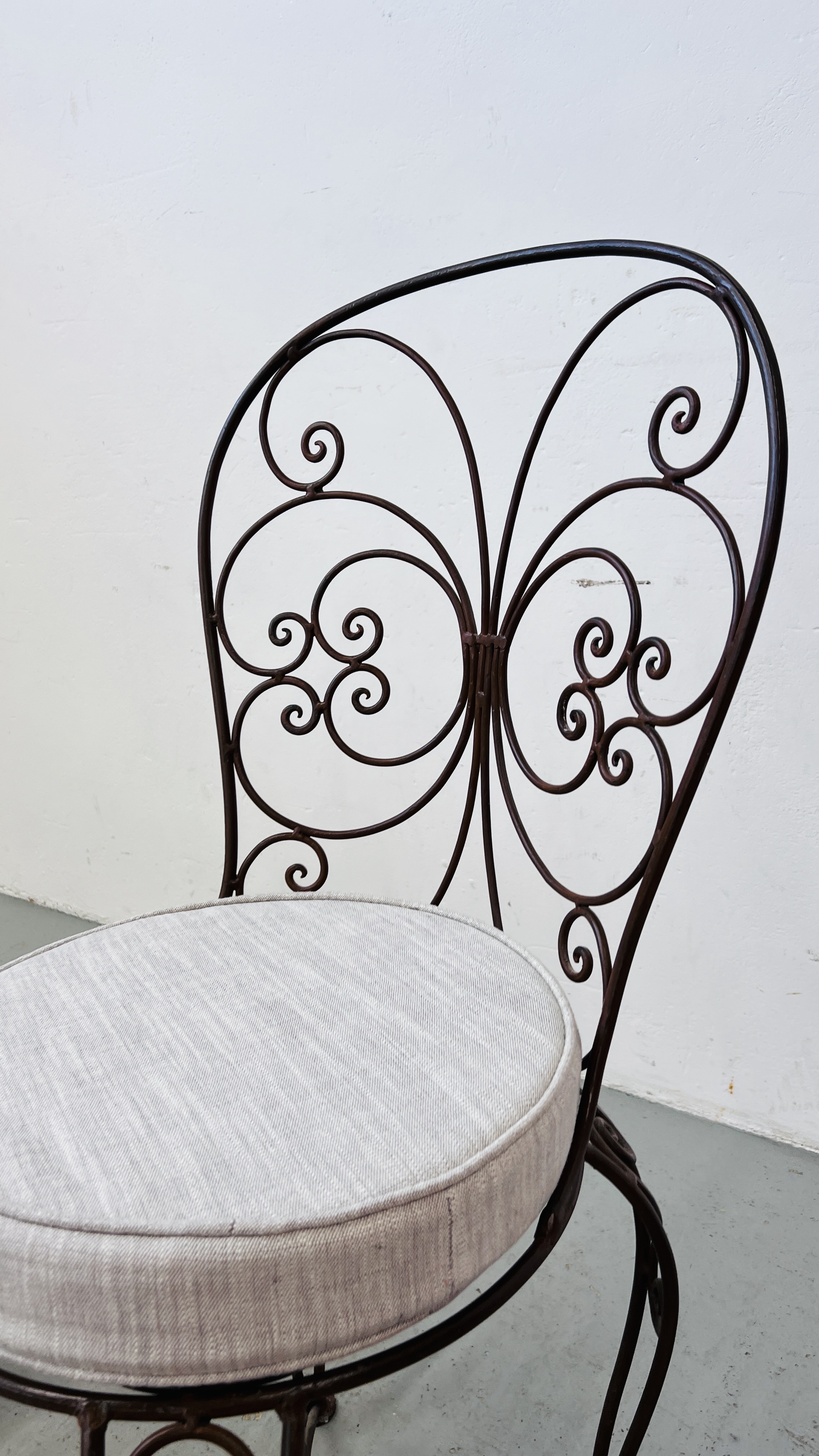 TWO FRENCH STYLE METALCRAFT CHAIRS WITH CUSHION SEATS. - Image 3 of 13