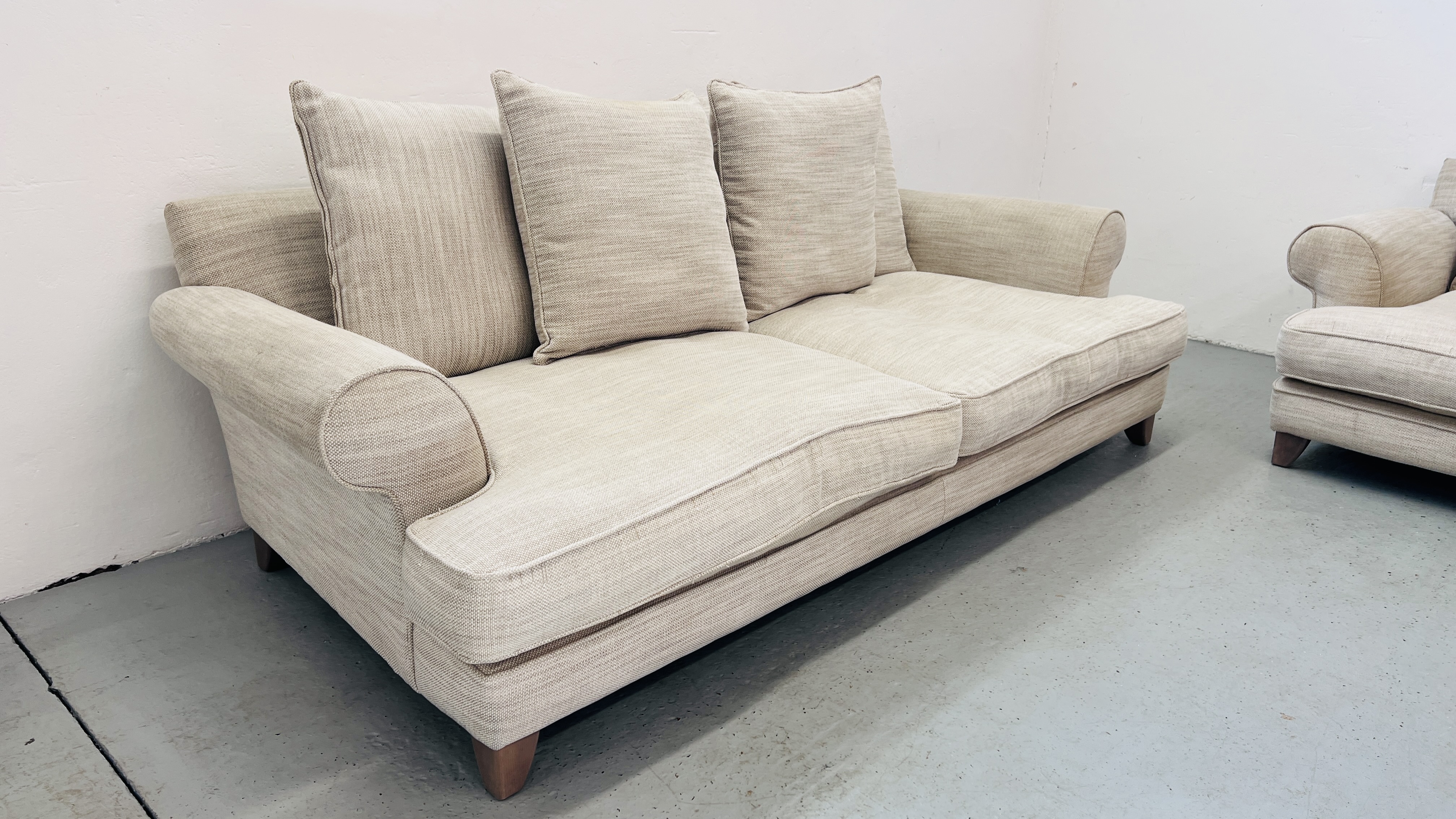 A PAIR OF "THE LOUNGE Co" OATMEAL UPHOLSTERED SOFA'S EACH LENGTH 210CM. - Image 10 of 22