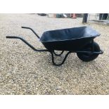 A BLACK PAINTED WHEELBARROW.