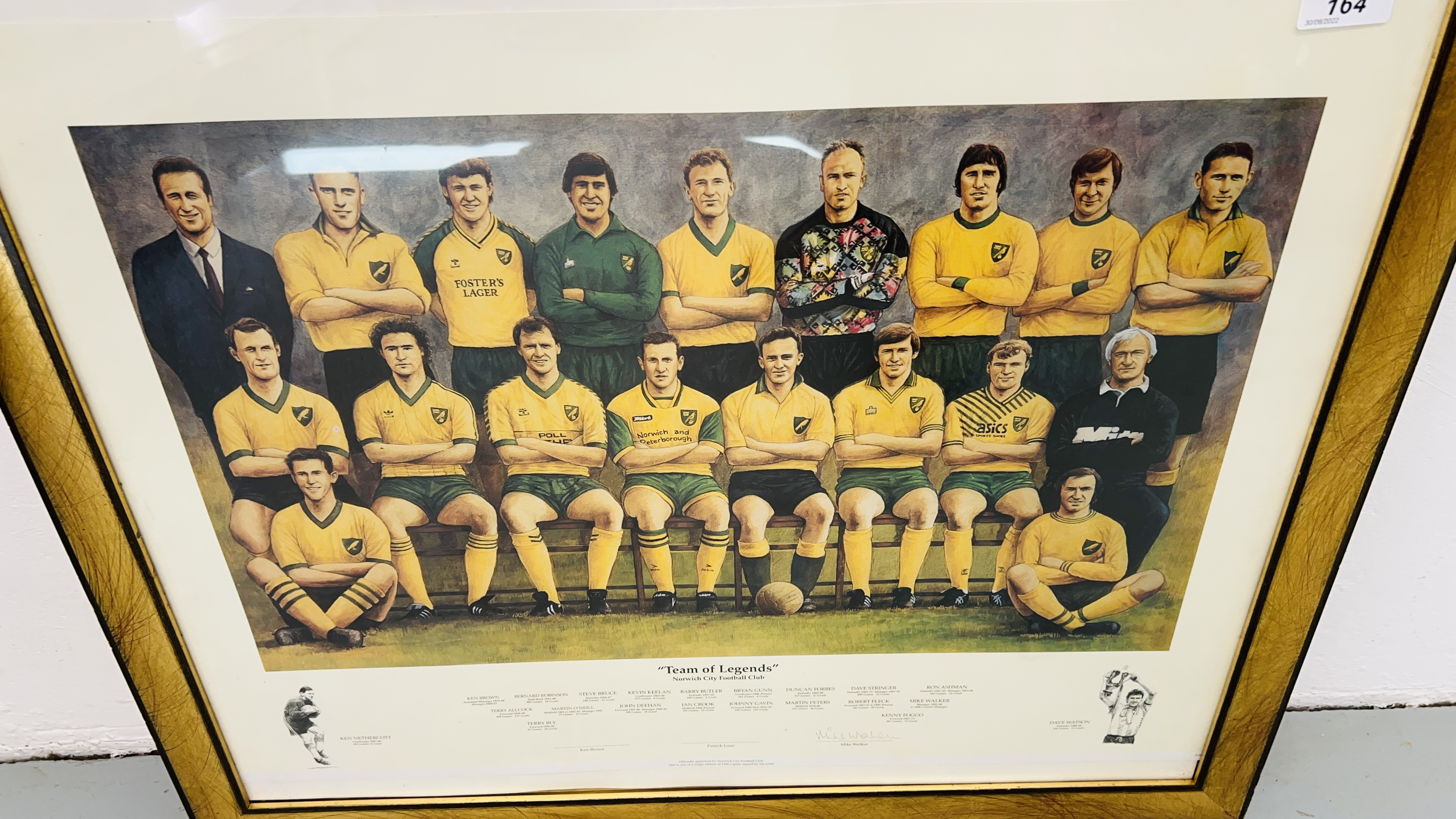 A FRAMED NORWICH CITY FOOTBALL CLUB "TEAM OF LEGENDS" PRINT 48CM X 63CM. - Image 2 of 3