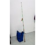 A 6FT BOAT FISHING ROD COMPLETE WITH MITCHELLS 602 REEL ALONG WITH VARIOUS FISHING EQUIPMENT TO