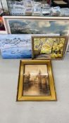 GILT FRAMED WATERCOLOUR CONTINENTAL CANAL SCENE BEARING SIGNATURE L. BURLEIGH BRUHL HEIGHT 53CM.