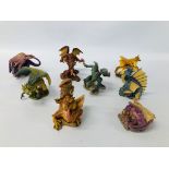 COLLECTION OF EIGHT MYTHICAL "FABULOUS DRAGONS" BY JOHN WOODWARD DANBURY MINT TO INCLUDE DANOKAYTH,