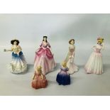 COLLECTION OF 6 ROYAL DOULTON FIGURINES TO INCLUDE CHELSEA ELLIE HN4046, EMILY HN3688,