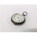 VINTAGE SILVER POCKET WATCH WITH ENAMELLED DIAL