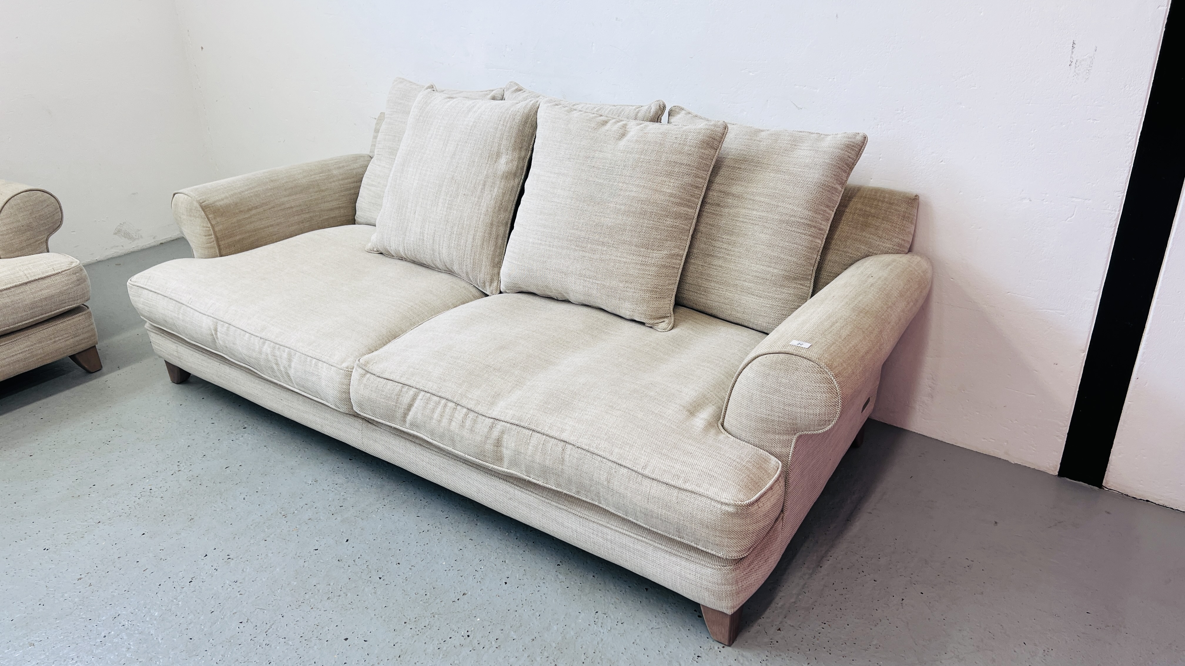 A PAIR OF "THE LOUNGE Co" OATMEAL UPHOLSTERED SOFA'S EACH LENGTH 210CM. - Image 3 of 22