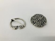 TWO SCOTTISH SILVER "IONA" BROOCHES BY ALEXANDER RITCHIE AND ROBERT ALLISON