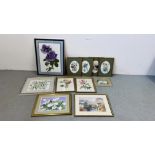 A GROUP OF VARIOUS FRAMED BOTANICAL PRINTS TO INCLUDE "SNOW CAPPED BRECONS",