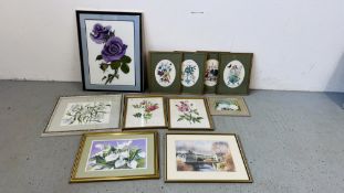 A GROUP OF VARIOUS FRAMED BOTANICAL PRINTS TO INCLUDE "SNOW CAPPED BRECONS",