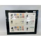 A FRAMED DISPLAY OF NORWICH POST EMERGENCY POSTAL SERVICE FIRST DAY COVERS AND LAST DAY OF ISSUES.