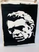 ABSTRACT OIL ON CANVAS "STEVE McQUEEN" BEARING INITIAL A.W.