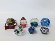 SEVEN PAPERWEIGHTS TO INCLUDE CAITHNESS, ETC.