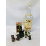 A BOXED BOTTLE OF DIMPLE SCOTCH WHISKY 70 % PROOF ALONG WITH 4 MINIATURE BOTTLES SPIRIT,