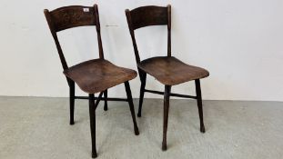 PAIR OF VINTAGE POKER WORK CHAIRS (REQUIRE ATTENTION) + ONE OTHER.