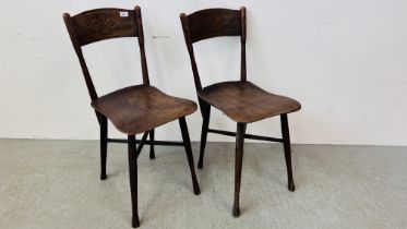 PAIR OF VINTAGE POKER WORK CHAIRS (REQUIRE ATTENTION) + ONE OTHER.