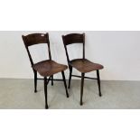 PAIR OF VINTAGE POKER WORK CHAIRS (REQUIRE ATTENTION) + ONE OTHER.