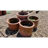 A PAIR OF CIRCULAR TERRACOTTA GARDEN PLANTERS,