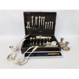 PART CANTEEN OF CUTLERY MARKED GORHAM STERLING PLUS SILVER PLATED LADLES,