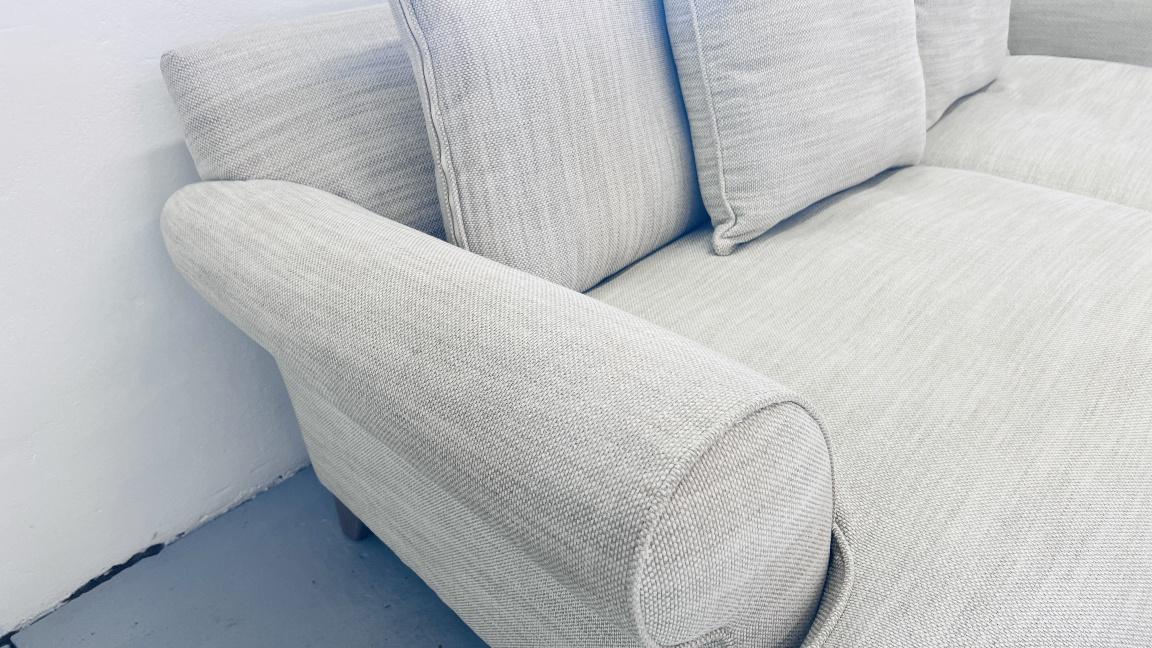 A PAIR OF "THE LOUNGE Co" OATMEAL UPHOLSTERED SOFA'S EACH LENGTH 210CM. - Image 12 of 22